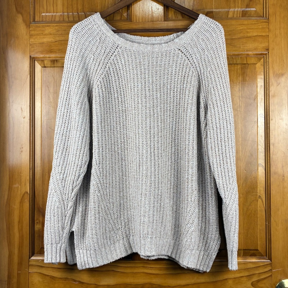American Eagle Ahh-mazingly Soft Beige Oatmeal Chunky Ribbed Pullover Sweater XL